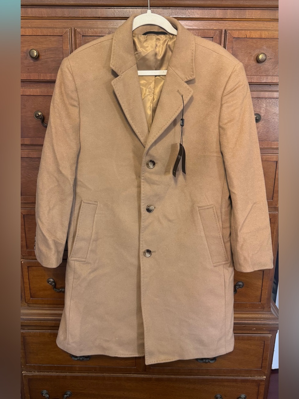 Lauren Ralph Lauren Luther Camel Cashmere Wool Luxury Classic Overcoat Coat 40S